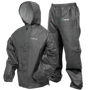 lot 93545 image: FROGG TOGGS Mens Pro Lite Rain Suit, Waterproof, Breathable, Dependable Wet Weather Protection, Carbon Black, Medium-Large