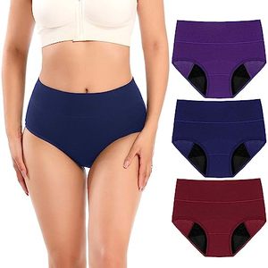 lot 93557 image: Molasus Incontinence Underwear for Women High Absorbency Period Leakproof Cotton Underwear Heavy Flow Menstrual Protective Panties Bladder Control Briefs 3 Pack,Multicolor,Large