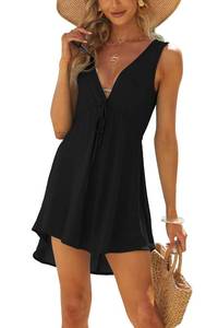 lot 93573 image: Jar of Love Swim Cover Up for Women Beach Dresses Cover ups for Swimwear Women Swimsuit Beach Cover Up,L,Black