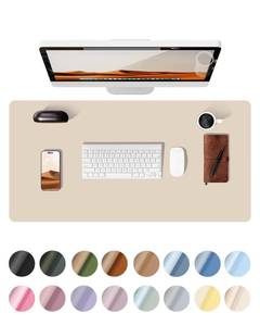 lot 93576 image: YSAGi Leather Desk Pad Protector, Office Desk Mat, Large Mouse Pad, Non-Slip PU Leather Desk Blotter, Laptop Desk Pad, Waterproof Desk Writing Pad for Office and Home (Eggshell, 23.6 x 13.8)