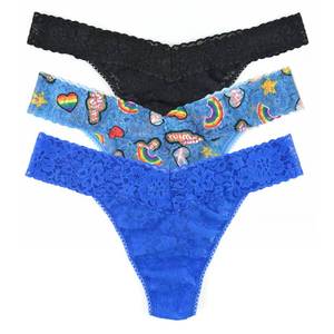 lot 93578 image: hanky panky, Original Rise Thong in Polybag, 3-pack, One Size Fit All (4-14), Black, 100% Nylon Body, 100% Cotton Crotch Lining, Durable and Comfortable Underwear for Women One size