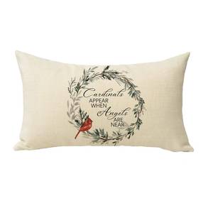 lot 93579 image: Pycat Red Bird Throw Pillow Cover 12 x 20 Sofa Couch Cardinal Appear When Angels are Near Quote Farmhouse Decoration Christian Wreath Cotton Linen Pillowcase Cushion Case Home Dcor - Retail $12180.04