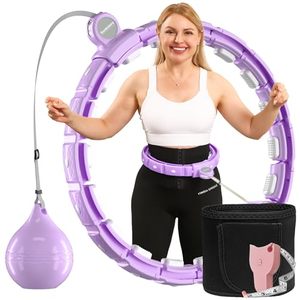 lot 93588 image: Weighted Workout Hoop for Adult Weight Loss - 48 Infinity Circles Plus Size, Quiet Fitness Circles with Waist Trainer Belt and Body Tape Measure - Abs Exercise Equipment for Home