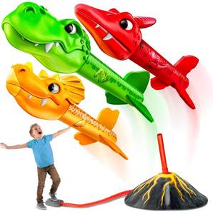 lot 93594 image: MindSprout Dino Blasters, Rocket Launcher for Kids - Launch up to 100 ft. Birthday Gift, for Boys & Girls Age 3, 4, 5, 6, 7, Years Old - Outdoor Toys, Family Fun, Dinosaur Toy, Kids Toys