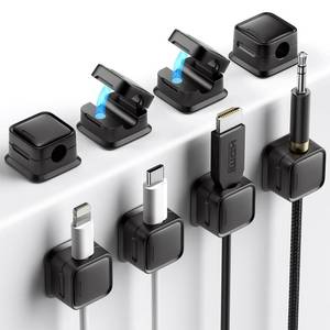 lot 93601 image: 8 Pack Magnetic Cord Organizer, Cable Smooth Adjustable Easy Secure Cable Management, Wire Holder Keeper Organizer, Hide Or Organize Phone USB Charger Cable for Home,Office,Car,Desk,Nightstand