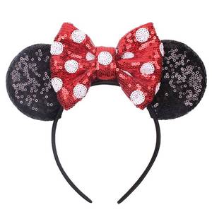 lot 93603 image: JIAHANG Polka Dot Mic Mouse Ear Headband Sequin Bow Costume Headwear Amusement Park Headpiece for Women Girls