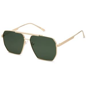 lot 93611 image: SOJOS Retro Oversized Square Polarized Sunglasses for Women Men Vintage Shades UV400 Classic Large Metal Sun Glasses SJ1161 with GoldGreen Lens
