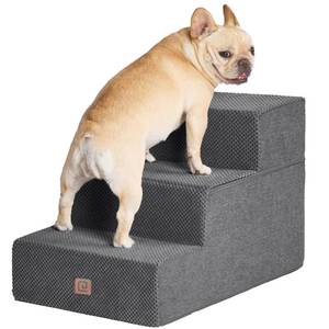 lot 93621 image: EHEYCIGA Dog Stairs for Small Dogs 16.5�H, 3-Step Extra Wide Dog Steps for Couch Sofa and Chair, Pet Steps for Small Dogs and Cats, Non-Slip Balanced Dog Indoor Ramp, Grey