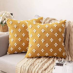 lot 93623 image: MIULEE Set of 2 Decorative Throw Pillow Covers Rhombic Jacquard Pillowcase Soft Square Cushion Case for Summer Fall Couch Sofa Bed Bedroom Living Room 22x22 Inch Yellow