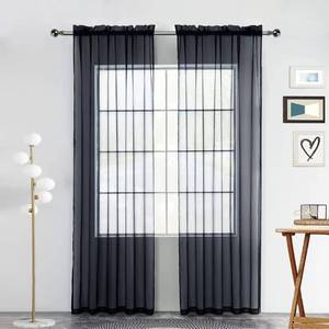 lot 93634 image: SpaceDresser Sheer Voile Window Treatment Rod Pocket Curtain Panels for Kitchen Bedroom Living Room Drapes Sunlight Filtering Privacy Semi Home Decor Assorted Colors Sizes (Charcoal Grey, 52 W x 84 L)