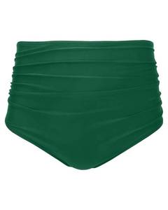 lot 93640 image: Tempt Me Women Retro High Waist Bikini Bottom Green Ruched Swim Brief Bottom L