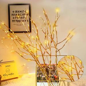 lot 93641 image: DK177 2 Pack Led Branch Light Battery Operated Lighted Branch Vase Filler Willow Tree Artificial Little Twig Power Brown 30 Inch 20 LED for Home Romantic Decoration (Gold-Warm White)