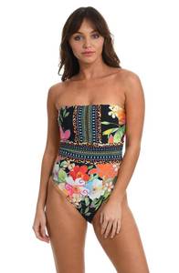 lot 93646 image: Sunshine 79 Womens Bandeau Mio One Piece Swimsuit, BlackIn A Trance Tropical, 6 - Retail $93.39
