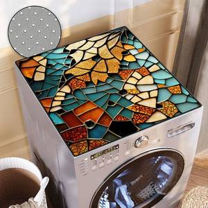 lot 93649 image: Anti-Slip Washer or Dryer Top Mat Covers, 27 x 31.5 Colorful Glass Design Washing Machine Top Protector Dust-Proof Cover, Washer or Dryer Top Protector Covers for Home Laundry Room Kitchen