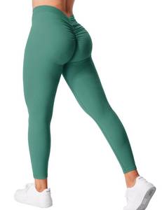 lot 93654 image: YEOREO Daze V Back Workout Leggings for Women Scrunch Butt Leggings High Waisted Gym Yoga Pants Green Large