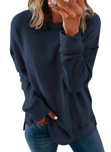 lot 93655 image: Dokotoo Womens Casual Oversized Long Sleeve Round Neck Sweatshirt Side Split Loose Fit Solid Basic Pullover Tunic Shirts Tops Sweatshirts for Women 2024 Fashion Fall Blue XLarge