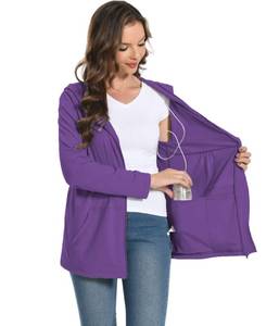 lot 93667 image: Post Mastectomy Shirt with Drain Pockets After Surgery Nephrostomy Recovery Must Have Lightweight Hoodie for Women Bra Surgical Bag Drain Holders Long Sleeve Zip Up Shirts Purple XL