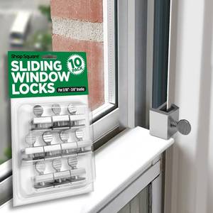 lot 93674 image: Window Locks, 10 Pack Window Locks for Vertical and Horizontal Windows, Sliding Window Locks, Adjustable Aluminum Window Stoppers, Window Security, No-Drill Install, Requires 28-36mm Clearance