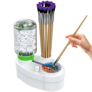 lot 93678 image: Lewufe Paint Brush Cleaner, Paint Brush Rinser, Paint Brush Holder for Acrylic, Watercolor, and Water-Based Paints - Green