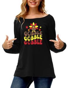 lot 93680 image: Deerose Thanksgiving Sweatshirt for Women Turkey Printed Long Sleeve Black Gobble Pullover Shirts L - Retail $7330.69