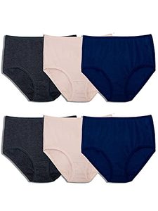 lot 93707 image: Fruit of the Loom Womens 360 Underwear, High Performance Stretch for Effortless Comfort, Available in Plus Size, Cotton Blend-Brief-6 Pack-Colors May Vary, 6