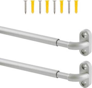 lot 93711 image: TYRON 2 Pack Screwed Sash Curtain Rod Adjustable 18-30 Inch, 38 In. Diameter, French Door Curtain Rods (Nickel)
