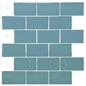 lot 93715 image: Art3d 10-Sheet Peel and Stick Backsplash, 12 in. x 12 in. Subway Tiles in Gray Marble Design