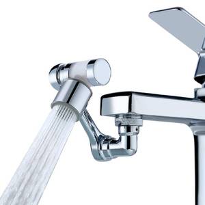 lot 93716 image: Universal 1080°Swivel Faucet Extender with Filter, Sink Water Faucet Aerator Extension in Brass, Swivel Robotic Arm Bathroom Faucet Extender, Kitchen Rotating Extension with 2 Mode Splash