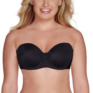 lot 93730 image: Vanity Fair Womens Beauty Back Smoothing Strapless Bra, 4-Way Stretch Fabric, Lightly Lined Cups Up to H Sports Bra, Midnight Black, 36H US