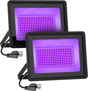 lot 93753 image: HWaySoul 2 Pack 300W Black Lights, LED Blacklight Flood Light with Plug, IP66 Waterproof Black Flood Light Neon Glow for Party, Halloween, Fluorescent Poster, Body Paint - Retail $103.2
