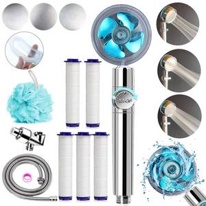lot 93758 image: Upgrade Hydro Shower Jet Head High Pressure Hydrojet Shower Head Propeller Driven Vortex Handheld Shower Head Kit with Replacement Accessories, 3 Water Panels for Different Experience