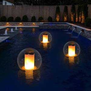 lot 93768 image: VISOFO Solar Floating Pool Lights for Swimming Pool  Outdoor Waterproof Decorations Solar Powered Flame Led Lamp Inground Pond Flickering Decor Party Event Night Above Ground IP68 (1 pcs)
