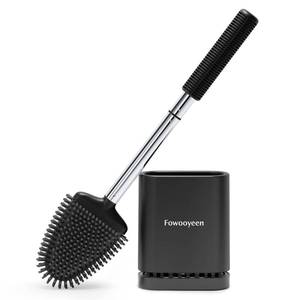 lot 93769 image: Fowooyeen Toilet Brush and Holder Set, Silicone Toilet Bowl Brush with Stainless Steel Handle, Toilet Cleaning Brush with Ventilated Drying Holder Pitch 1 Pack