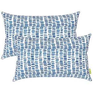 lot 93774 image: LVTXIII Outdoor Lumbar Pillow Covers ONLY, Patio Decorative, Fluffy Fade-Resistant Cushion Cases for Home Balcony and Garden, 12x20 Inch, Pack of 2, Pebble Blue