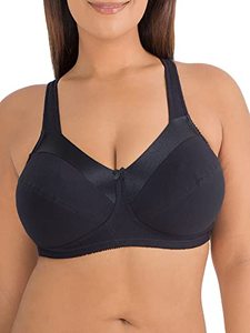 lot 93783 image: Fruit of the Loom Womens Seamed Soft Cup Wirefree Cotton Bra with Satin Trim, Black HUE, 42D