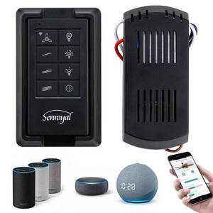 lot 93788 image: Universal Ceiling Fan Remote Control Kit, Smart Ceiling Fan Light Swtich Remote Replacement, Fan Speed Controller Home Devices Work with Alexa and Google Assistant, WiFi, 3 Speed, LED Dimmer (Black)