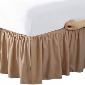 lot 93809 image: Bed Maker�s Never Lift Your Mattress Microfiber Wrap-Around Bed Skirt, Gathered Ruffled Style, Classic 14 Inch Drop Length, Queen, Mocha