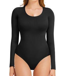 lot 93825 image: BRABIC Womens Long Sleeve Bodysuit Shapewear for Tummy Control Seamless Tops Body Shaper (Large, Black Long Sleeve)
