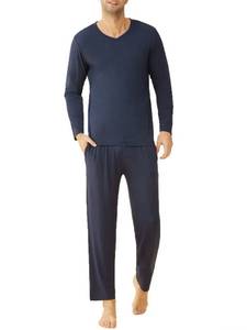 lot 93828 image: Latuza Mens Viscose Long Sleeves Shirt Pajamas Pants Lounge Set L Navy