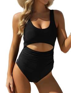 lot 93838 image: VIMPUNEC Women Tummy Control One Piece Swimsuit High Waisted Bathing Suit Cut Out Swimwear Black M