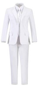 lot 93848 image: White Suit for Boys Toddler Communion Suits Kids Formal Dress Tuxedo Childrens Slim Fit Suits Size 8