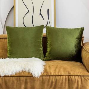lot 93851 image: Home Brilliant Velvet Euro Shams Pillow Covers 24x24 Large Pillow Cases for Patio Holiday, Set of 2, 24 x 24 Inch(60cm), Avocado Green