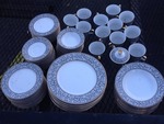 Beautiful 12 place settings of nice China only missing one small saucer retail on these was over $1000
