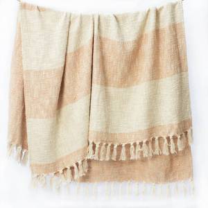 lot 71609 image: The Fine Living Co. 100% Cotton Throw Blanket - 50x60 Inches Beige, Diamond Woven - Cozy, Warm, and Stylish, Perfect for Couch, Bed, Outdoors - A Fall Season