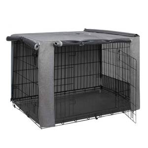 lot 71610 image: HiCaptain Folding Metal Dog Crate Cover for 30 Inch Wire Pet Cage(Two-Tone Gray)