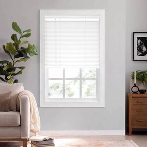 lot 71616 image: Romswi Faux Wood Blinds 2 inch - Custom Premium PVC Blinds for Windows, Elegant Cordless Window Blinds for InsideOutside Mount (Actual Size 26.5 W x 64 H) White