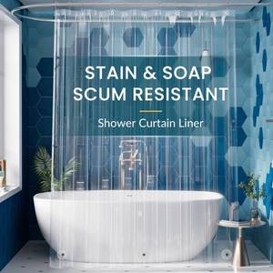 lot 71623 image: Titanker Extra Long Shower Curtain Liner 72 x 84 Clear Plastic Shower Liner PEVA Waterproof Lightweight Shower Curtain with Liner for Bathroom with Magnets and Grommets