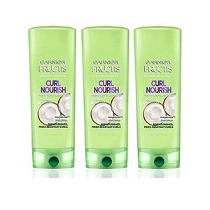 lot 71635 image: Garnier Fructis Curl Nourish Paraben-free Conditioner made with Coconut Oil and Glycerin for stronger smoother nourished and 24 hour Frizz-Resistant Curls 3 count Packaging May Vary