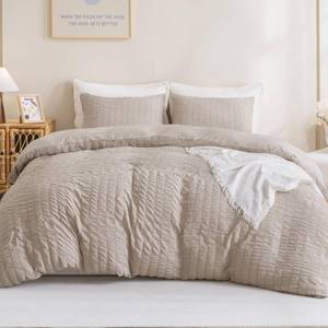 lot 71669 image: Litanika Queen Comforter Set Khaki, 3 Pieces Lightweight Seersucker Bedding Comforters Sets, Soft Bed Set (90x90In Comforter & 2 Pillowcases)