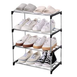lot 71673 image: Jucaifu Stackable Small Shoe Rack, Entryway, Hallway and Closet Space Saving Storage and Organization (4-Tier, Black)
